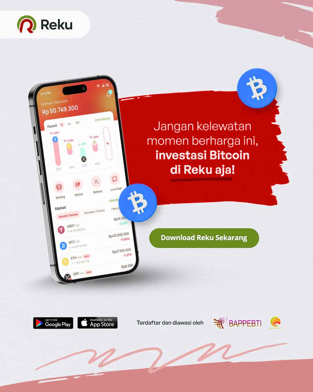 Aplikasi Reku untuk transaksi Bitcoin